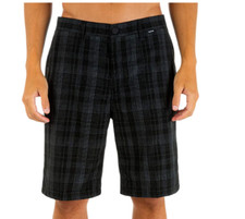 NEW Hurley sz 30 Granada 21. 5  Length black plaid chino walk shorts