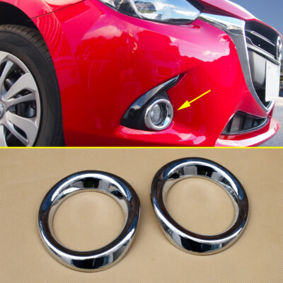 For Mazda2 Demio DJ DL 2015 2016 Chrome Front Fog Light Lamp Ring Cover Trims