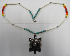 Native American Seminole Handmade Turtle Nickel Silver Necklace C Johnson