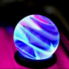 BRYAN TRILLAS GLASS MARBLE/.676"-BLUE BLACKLIGHT BLUE/TURQUOISE CORKSCREW-SLATE