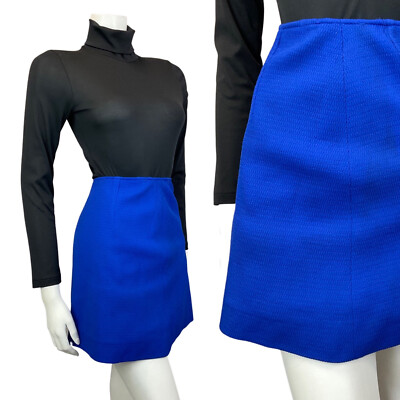 VINTAGE 60er 70er HELLBLAU MOD MINI A-LINIE ROCK 6 8