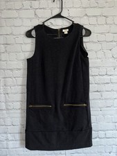 J. Crew Women’s Black Cotton Gold Zip Sleeveless Drop Waist Dress Sz XS 0029