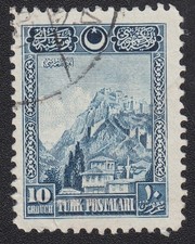 Turquie timbre 10 grouch bleu 1926 citadelle Ankara oblitéré 100 ANS!