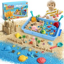 Ocean Sensory Bin,Play Sand Art Kit with 2.2lbs Play Sand,12 Sea Animal Toys,...