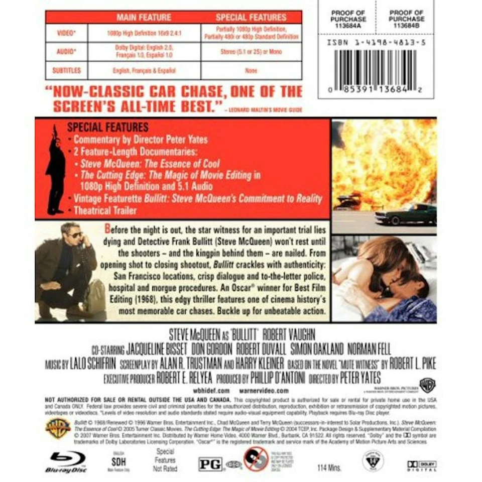 Bullitt Blu-ray Steve McQueen NEW - Imagem 3 de 3