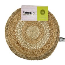 S/4 Natural Jute Placemats 15" Round Charger Woven Tan Farmhouse Cottagecore NEW