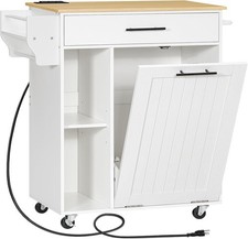 Kitchen Island W/ Trash Can Storage Rolling Kitchen Island on Wheels Kitchen