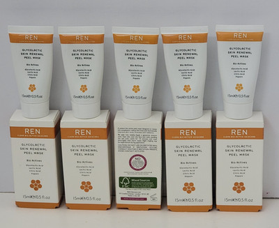 5 x REN CLEAN BIO GLYCOLACTIC SKIN RENEWAL PEEL MASK 5 ml / 0.5 fl oz NEW IN BOX