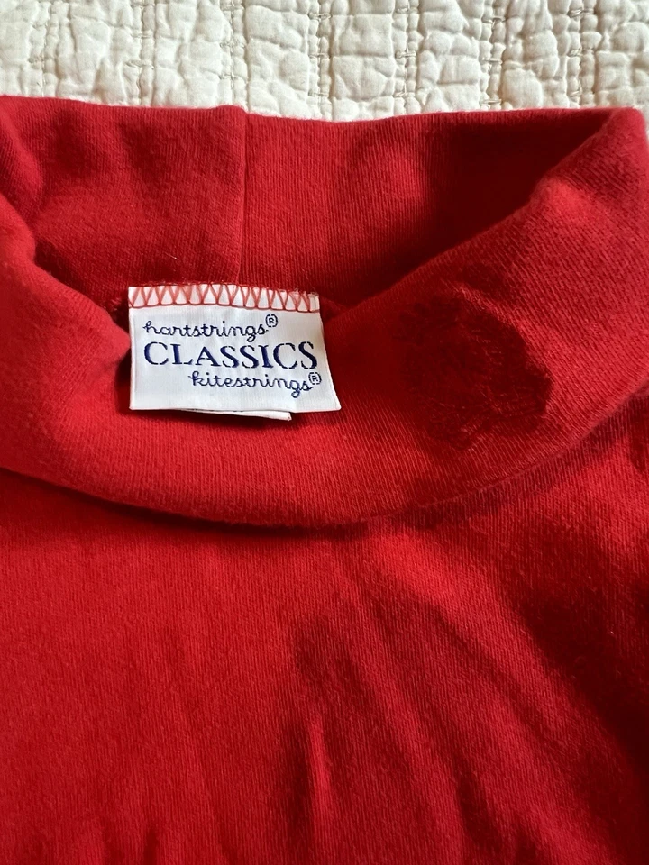 Винтажный ребенка ясельного возраста сердечки классический KnitStrings красный праздник черепаха шеи размер 2T - Изображение 2 из 4