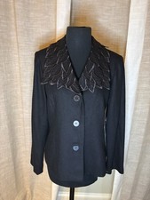 J Song Collection Black Wool Button Lined Jac...