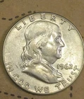 1962  Franklin Half Dollar Slight Tone On Reverse 90% Silver uncirculated
