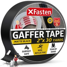 Black Gaffers Tape 2 Inch x 30 Yards 90 Feet Residue-Free Matte Black Gaffe...