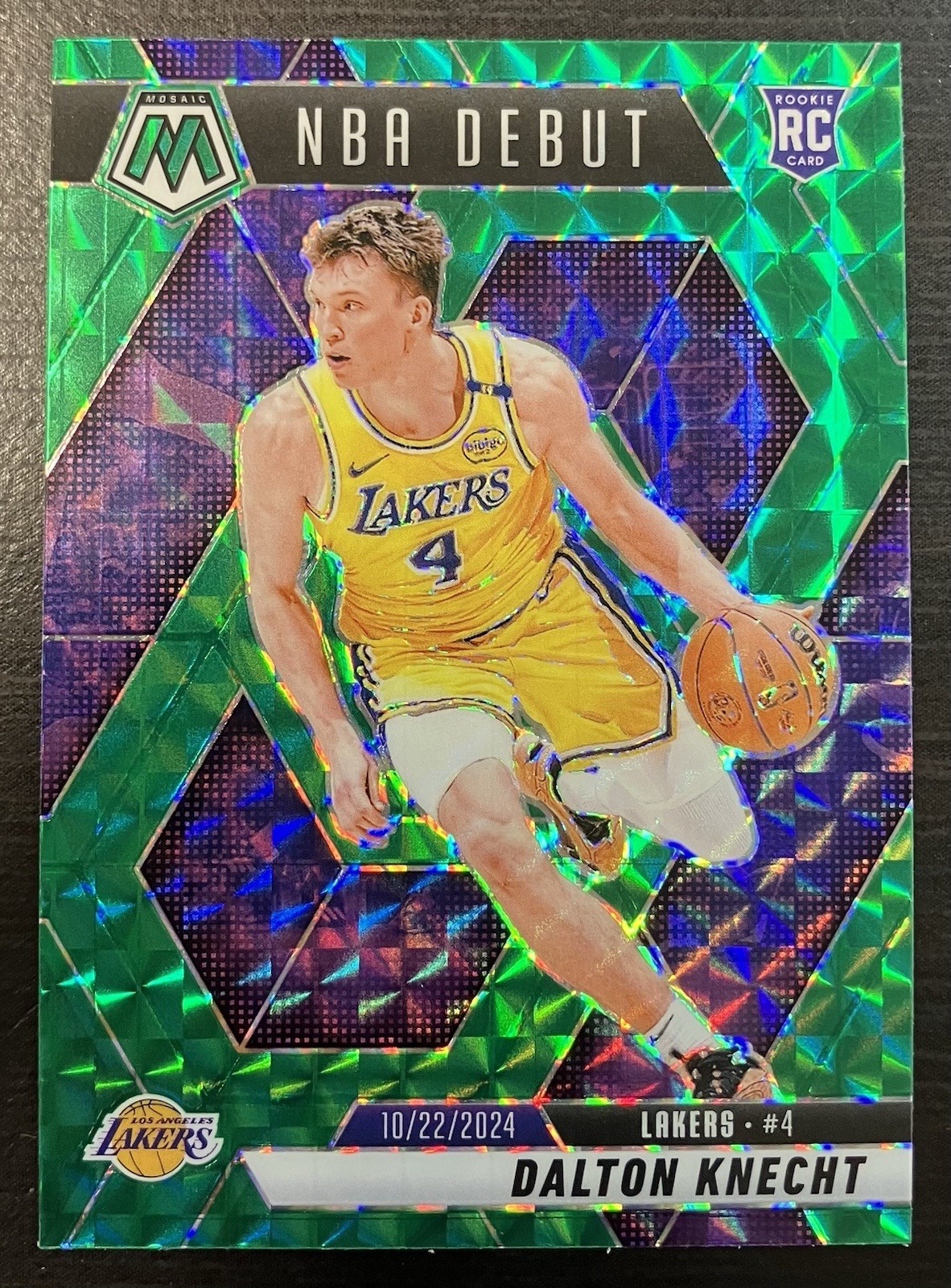2024-25 Panini Mosaic Green NBA Debut Rookie RC Dalton Knecht Lakers #264