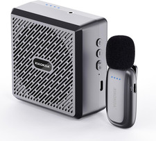 Voice Amplifier with Wireless Lavalier Microphone, Bluetooth Speaker with Lapel