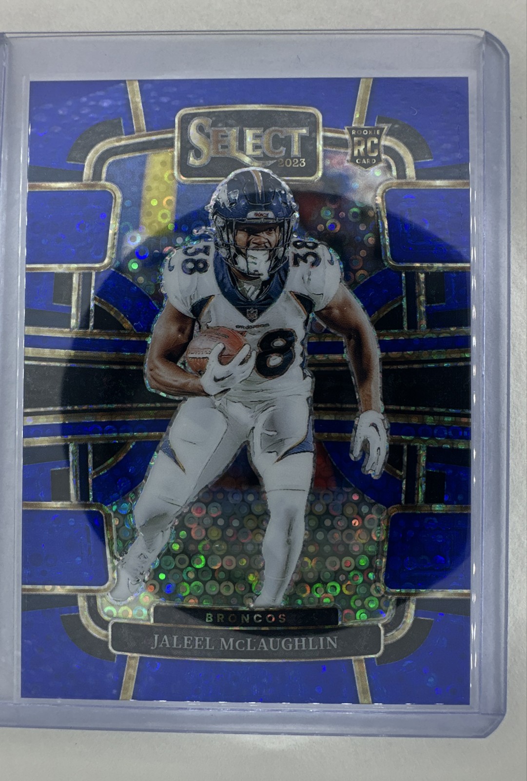 2023 Panini Select - Concourse Jaleel McLaughlin #32 Blue Disco Prizm /25 (RC)