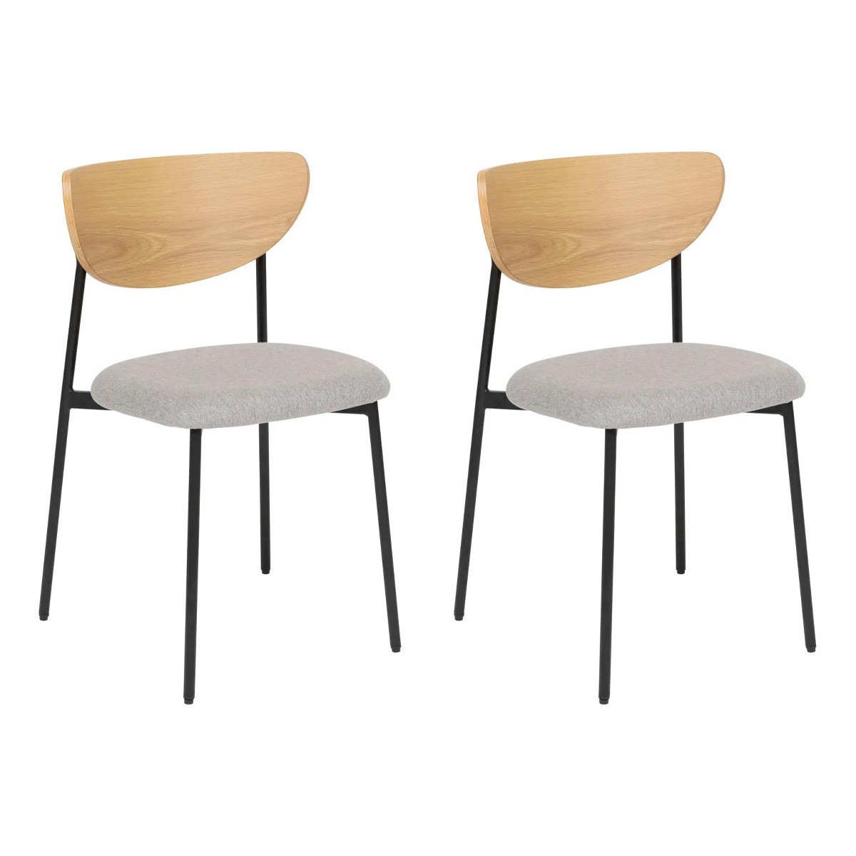 Chaise design Jaisa gris lot de 2 de 81cm pour salle à manger