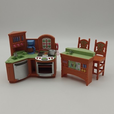 Fisher Price Loving Family Deluxe Kitchen Set Stove Refrigerator Wetbar Sink