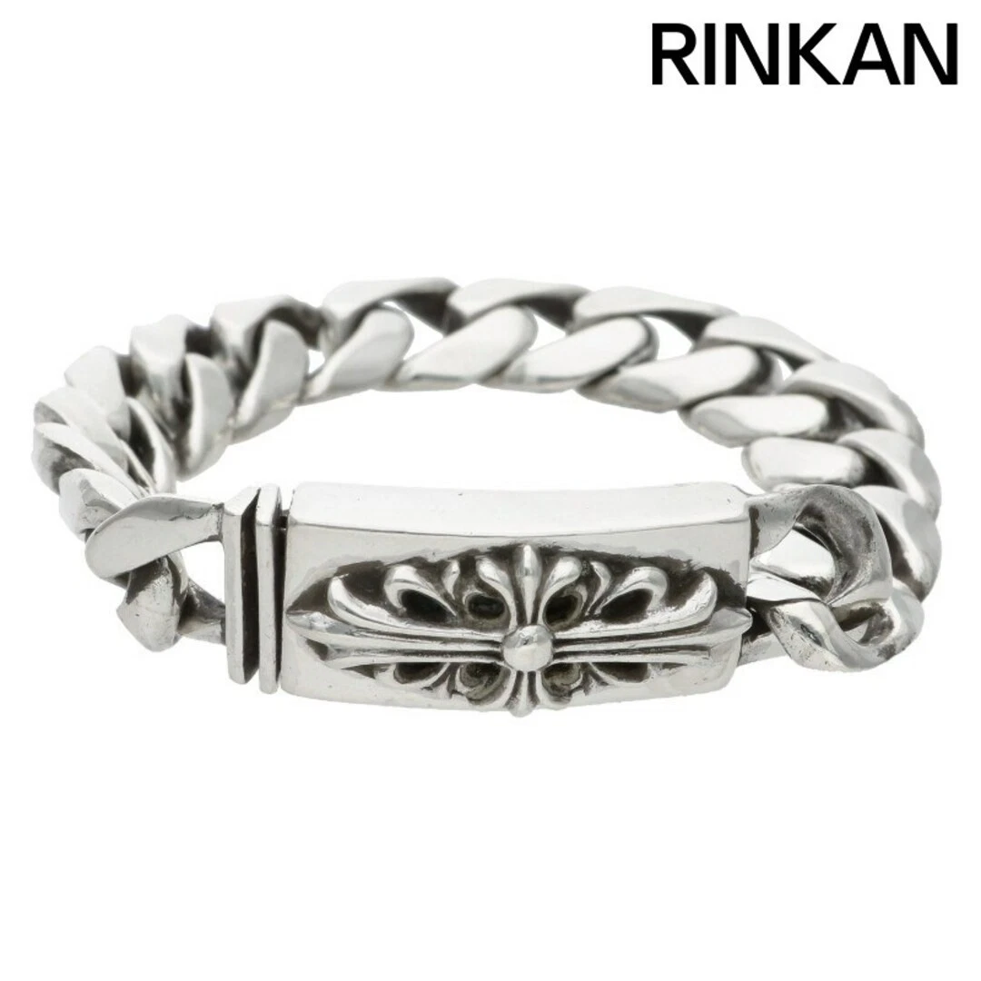 CHROME HEARTS Bracciale Uomo Cromo Cuori ID Corto FLRL CRS Croce Floreale Classico Argento Us