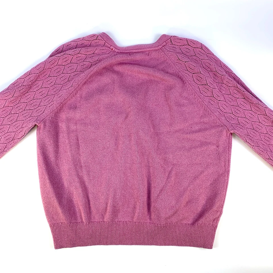Cárdigan Boden Manga Pointelle Mujer Talla L Fresa Sherbet Rosa Algodón Lana Foto 2 de 4