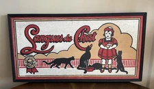 Vntg Antique ? Painted Wood Sign Advertising Langues De Chat Cat Tongues Cookies