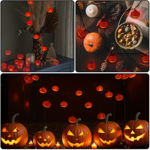 Battery Operated Pumpkin Ghost Maple Leaf Lights LED Strings for Halloween Decor - Picture 43 of 115