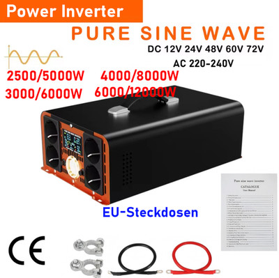 8000W 12000W Max 12V 24V 48V 230V Reiner Sinus Spannungswandler Wechselrichter