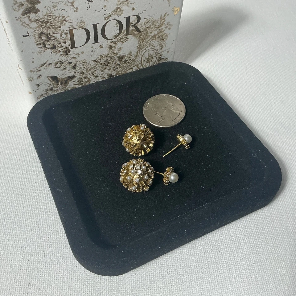 Pendientes de bola Dior de perlas y negros con caja Foto 3 de 3
