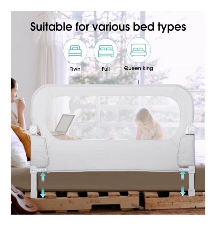 Nutikas Baby Bed Rail Guard for Toddlers - 47" Toddler Bed Side Rail - GRAY