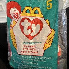 1998 Ty Teenie Beanie Baby Pinchers the Lobster 5 McDonalds Happy Meal Toy