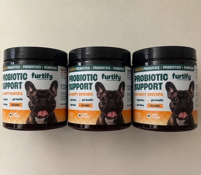 (3-Pack) Furtify Dog Probiotics w/ Prebiotics & Pumpkin Soft Chews 90 Ct 02/2027
