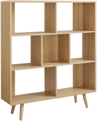 Stylish Oak Wood Grain 7-Shelf Bookcase - EEI-2529-OAK