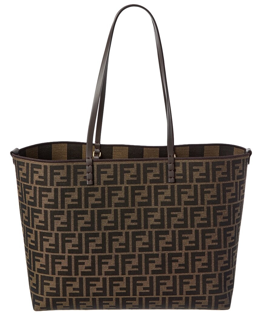 Fendi Medium Roll Canvas Tote Women's Brown