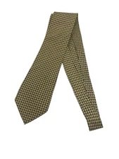 Bergamo New York Mens Square Pattern Yellow Silk Hand Made Tie Business Office