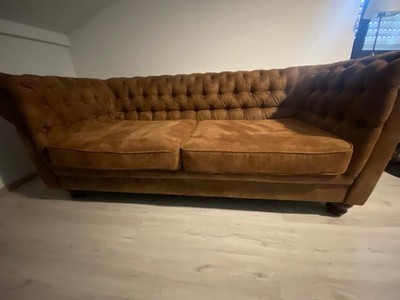 Chesterfield Sofa Aus Velours Dunkelbraun