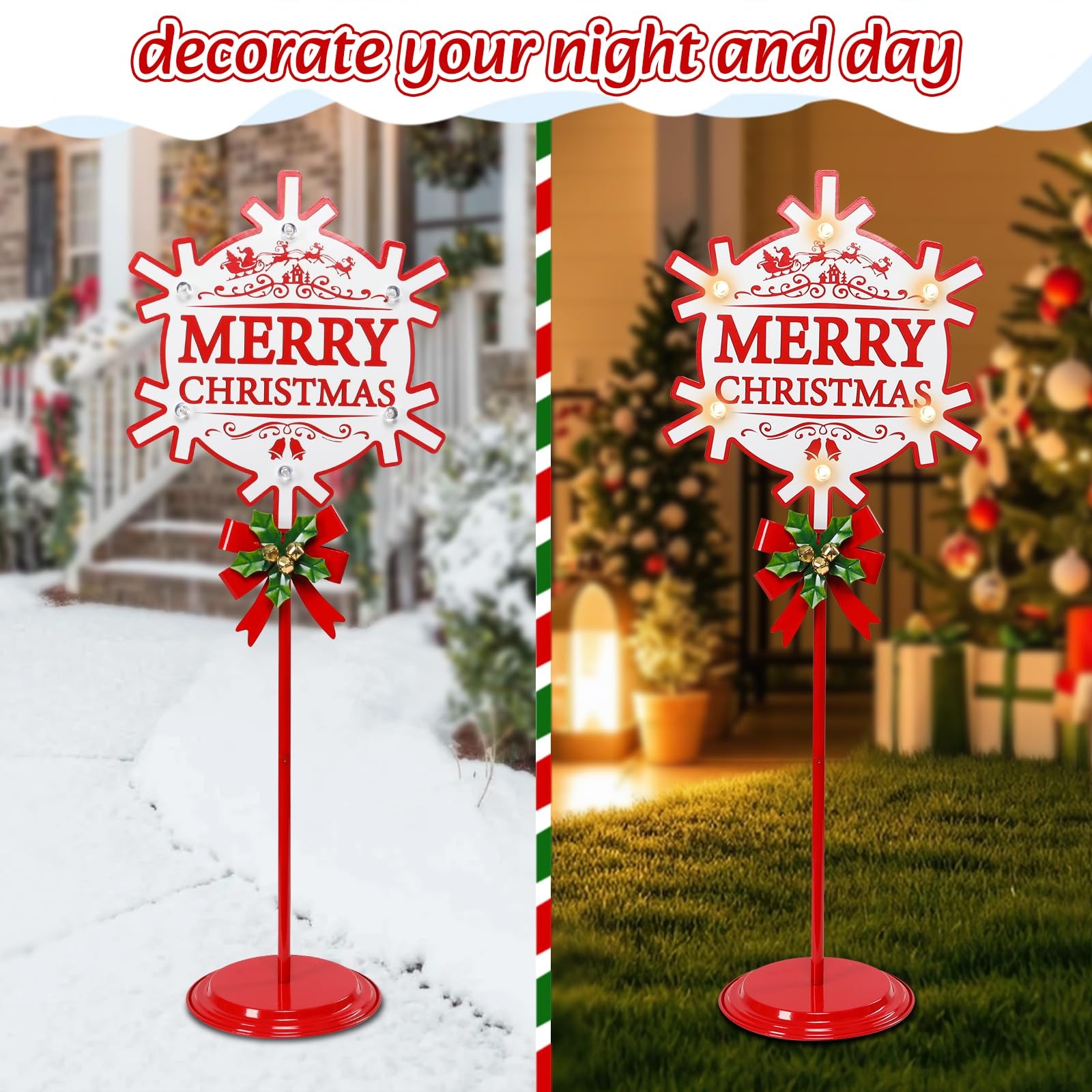 как выглядит Christmas Porch Sign - Lighted Merry Christmas Sign Indoor Outdoor, 31 Inch M... фото