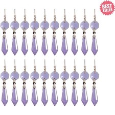 20pcs Purple Crystal Chandelier Icicle Prisms Lamp Candelabra Replacement Par...