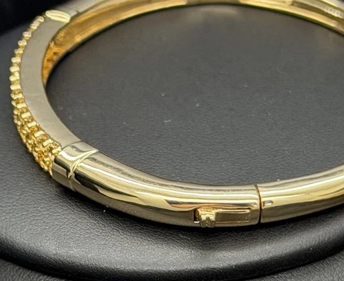 Bellezza Gold Tone Pave  Topaz Bangle Bracelet New In Pouch image 11