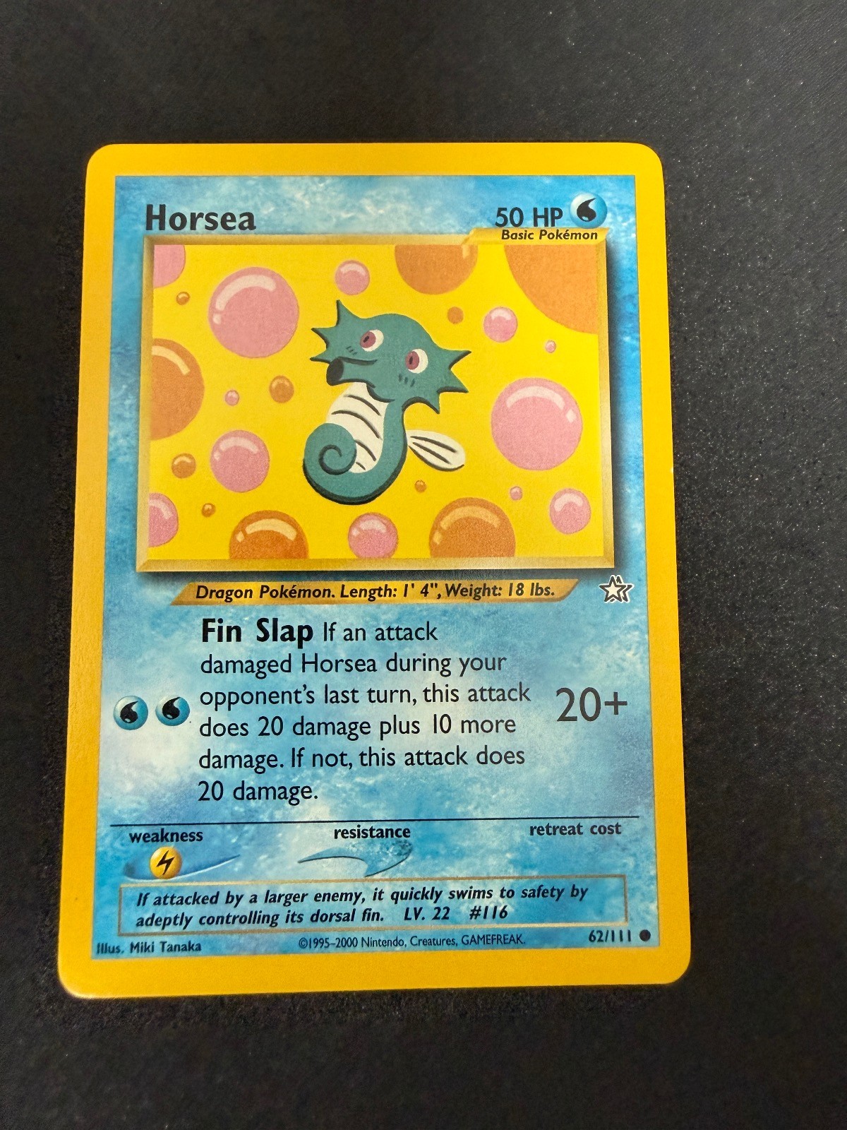 Horsea 62/111 Common Neo Genesis Pokemon Unlimited Moderately Played
