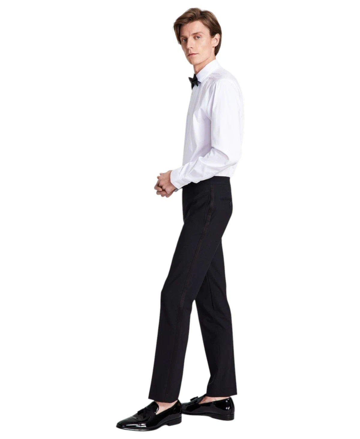 Bar Iii Mens Slim fit Tuxedo Pants 38 / 30 Black Solid Stretch