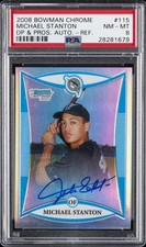 2008 BOWMAN CHROME DRAFT AUTO-REFRACTOR #115 MICHAEL STANTON #/500 PSA 8