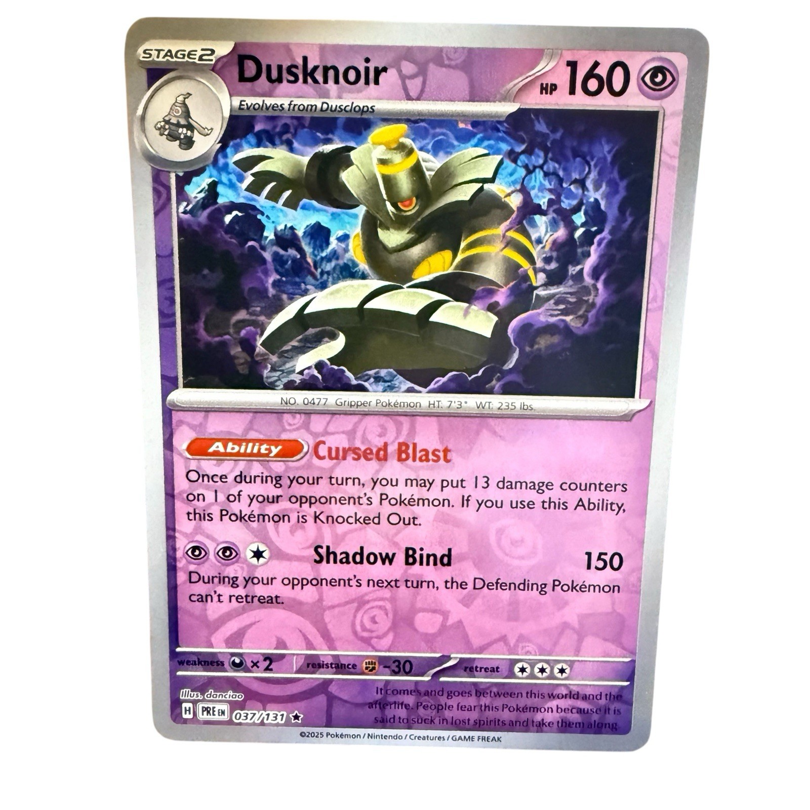 Dusknoir 037/131 Sv: Prismatic Evolutions Reverse Holo Near Mint