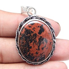 Pendant Mahogany Obsidian Gemstone Handmade Silver Jewelry 2"