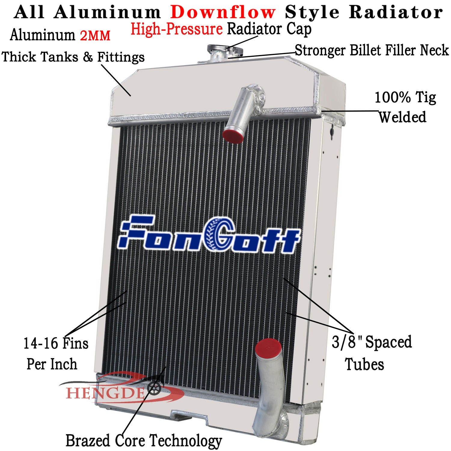 3 Row Radiator Fit Ford New Holland NAA Jubilee 600 700 800 861 900 901 C5NN8005