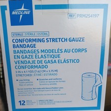 MEDLINE 12 Conforming Stretch Gauze Bandage 3 x 75 in. 12 Individually Wrapped