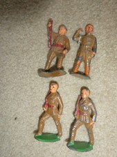 Lot of 4 Vintage Barclay Cast Metal Army Soldiers Men Figures 3" Tall