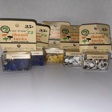 Vintage Dyno Thumb Tacks In Handy Plastic Box. Made In West Germany