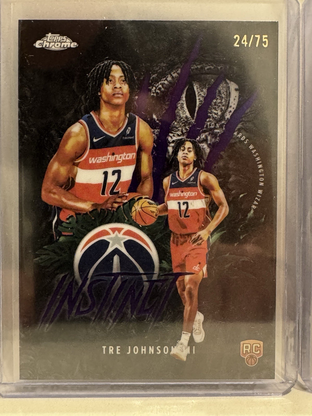 2025-26 Topps Chrome Tre Johnson III RC Instinct Refractors Purple /75 Wizards