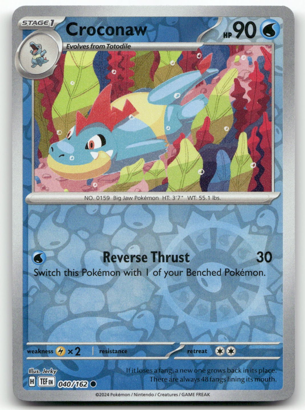Croconaw #40/162 (Reverse Holo) (NM) SV05: Temporal Forces TEF Pokemon