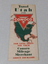 1940's Conoco gas station map of Utah