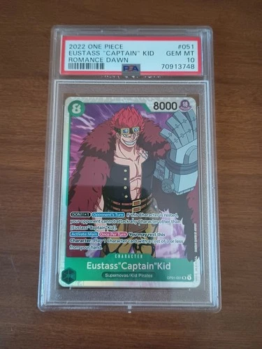 2022 ONE PIECE ENG ROMANCE DAWN EUSTASS CAPTAIN KID OP01-051 SR PSA 10